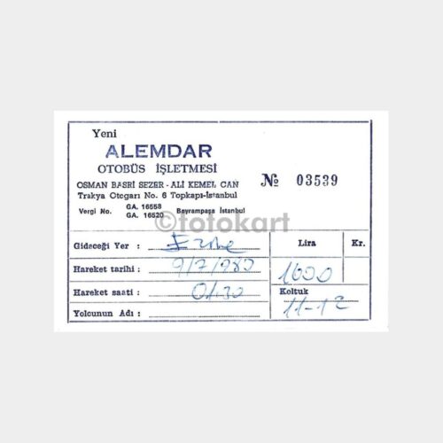Alemdar Otobüs İşletmesi 2 Adet Bileti