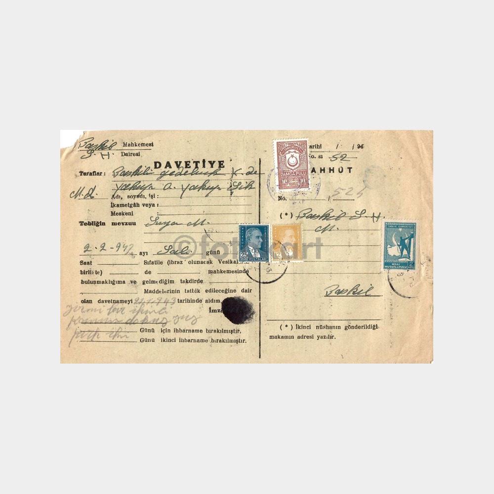 1941 - 1956 Arası 10 Adet Adli Resmi Davetiye - Görsel 3