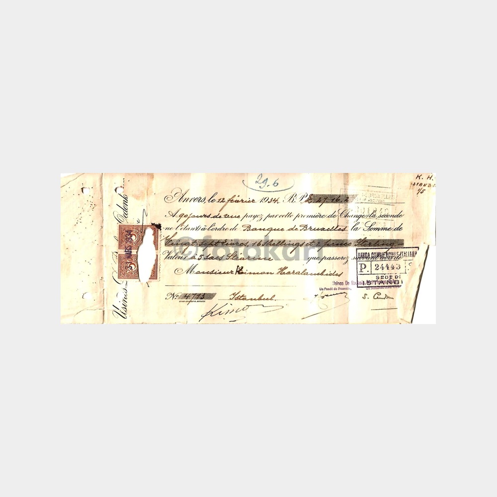 1934 - 1938 Arası 14 Adet Tüccar Borç Senetleri