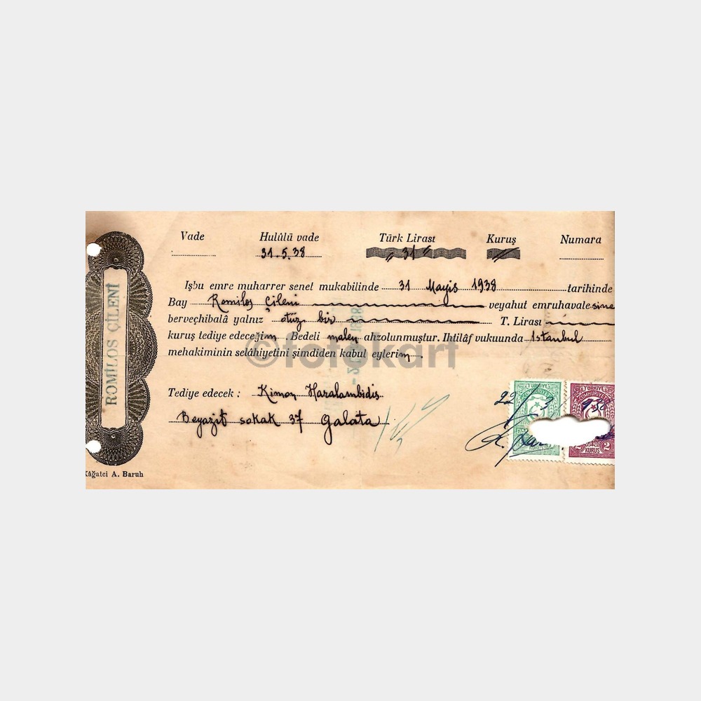 1934 - 1938 Arası 14 Adet Tüccar Borç Senetleri - Görsel 11