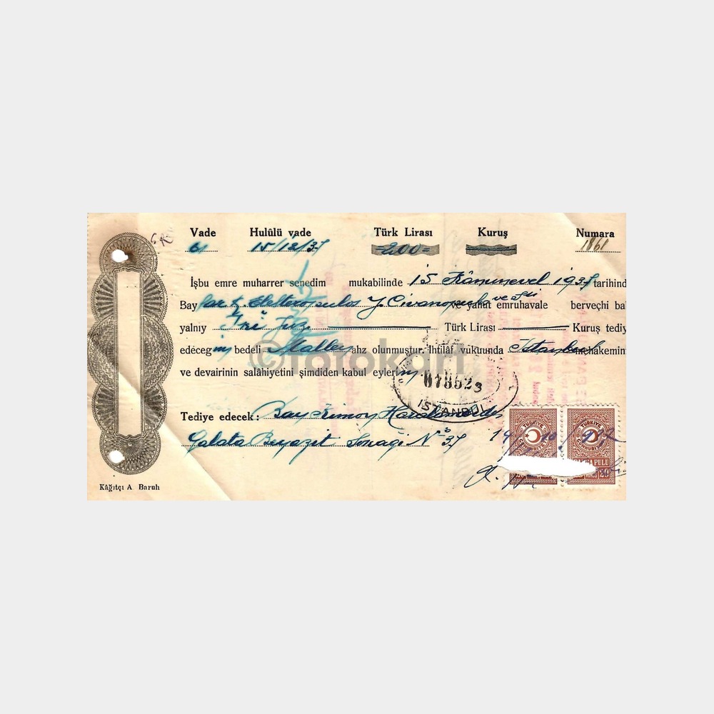 1934 - 1938 Arası 14 Adet Tüccar Borç Senetleri - Görsel 12