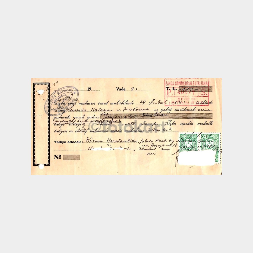 1934 - 1938 Arası 14 Adet Tüccar Borç Senetleri - Görsel 3