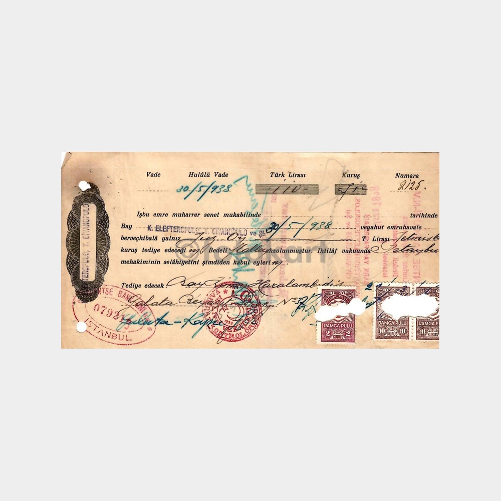 1934 - 1938 Arası 14 Adet Tüccar Borç Senetleri - Görsel 6