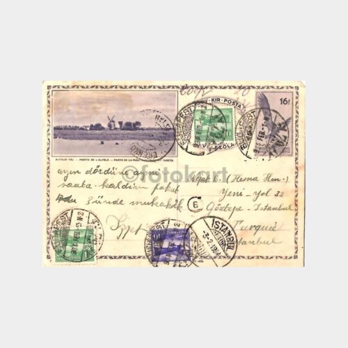 1934 Budapeşte İstanbul Damgalı Posta Kartı
