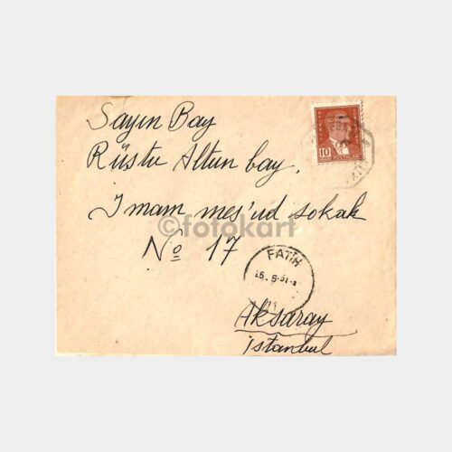 1951 Fatih Posta Damgalı Zarf