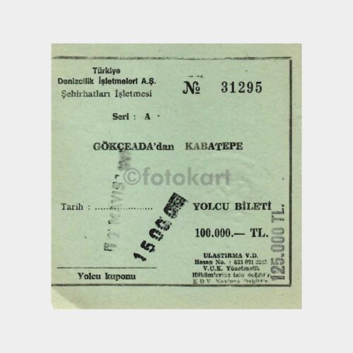 1997 Gökçeada 2 Adet Vapur Bileti