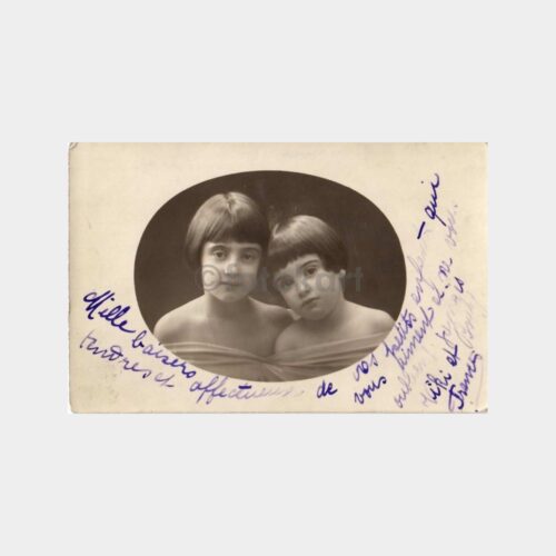 1924 İki Kardeş Çerçeveli Yabancı Stüdyo Fotoğraf
