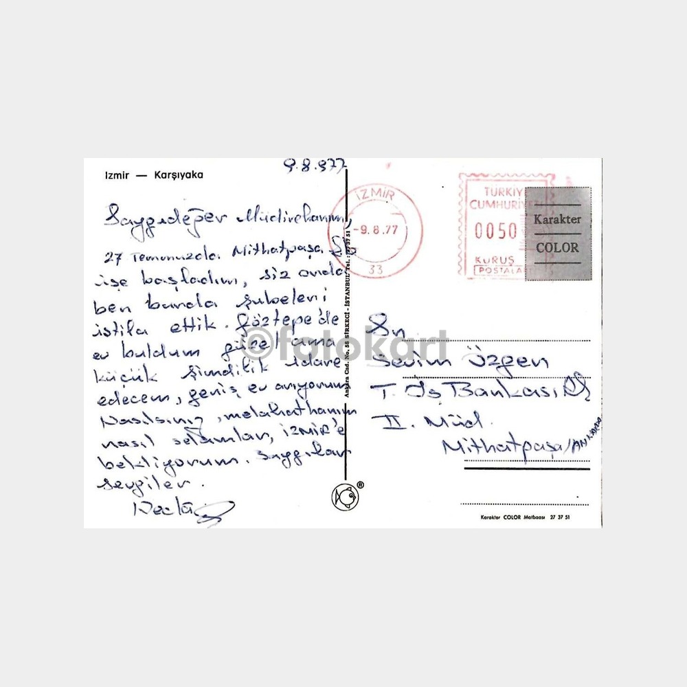 1977 İzmir Karşıyaka Görünüm Kartpostal - Görsel 2