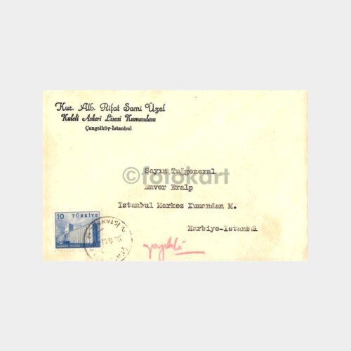1961 Kur. Alb. Rifat Sami Üzel Antetli-Damgalı Zarf
