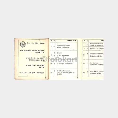 1974 Mason Locası Ankara Vadisi Çalışma Programı