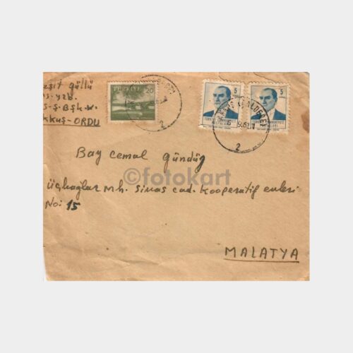 1961 Ordu Akkuş Damgalı Zarf