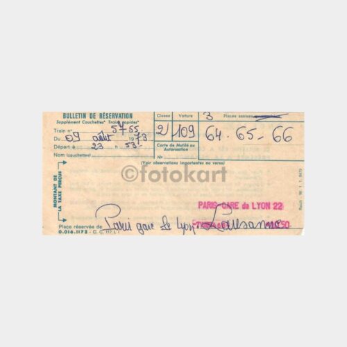 1973 Paris - Lozan Tren Bileti