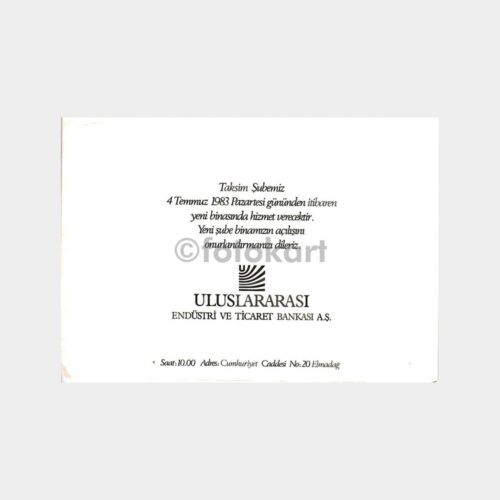 1983 Uluslararası Endüstri ve Ticaret Bankası Açılış Davetiyesi