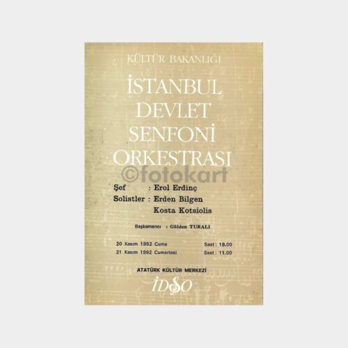 1986 - 1992 Yılları İstanbul Devlet Senfoni Orkestrası Konser Programları Lotu