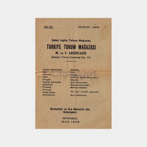 1945-46 Türk Tohum Mağazası Katalog, Galata Tünel