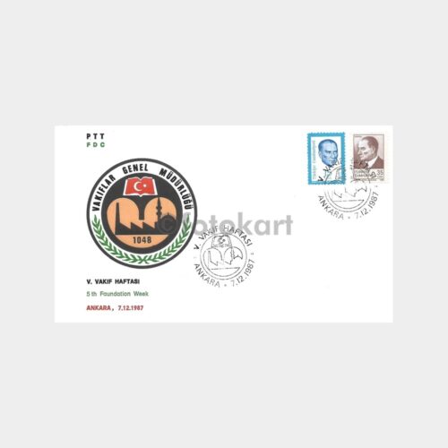1987 5. Vakıf Haftası PTT FDC-İlk Gün Zarfı