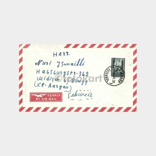 1955 Aksaray Posta Damgası Uçak Etiketli Zarf