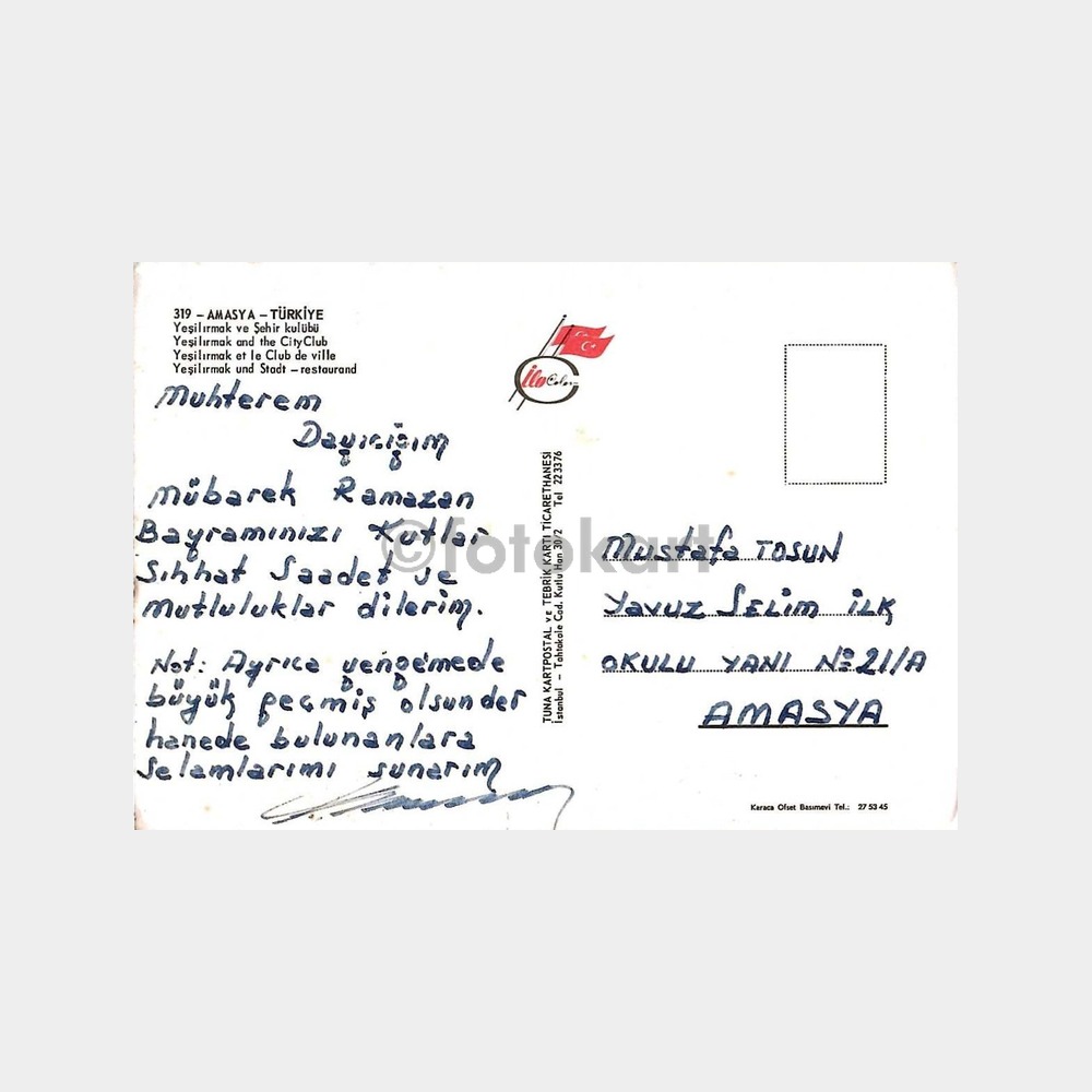 Amasya Yeşilırmak Kartpostal - Görsel 2