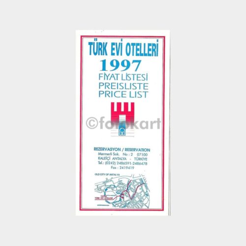1997 Antalya Türk Evi Otelleri Fiyat Listesi-Broşür