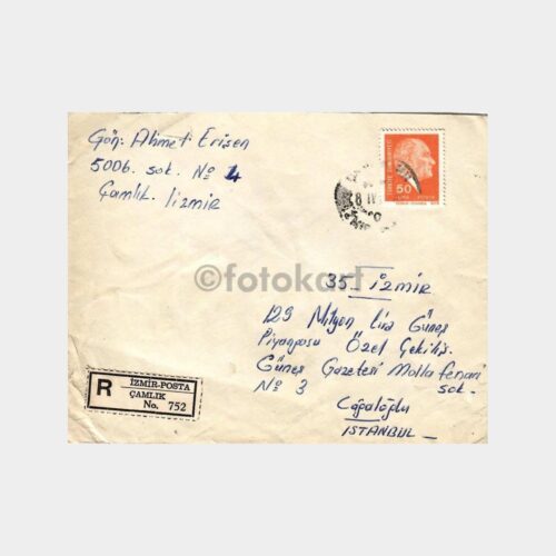 1982 Ata Posta Pullu ve Damgalı Zarf