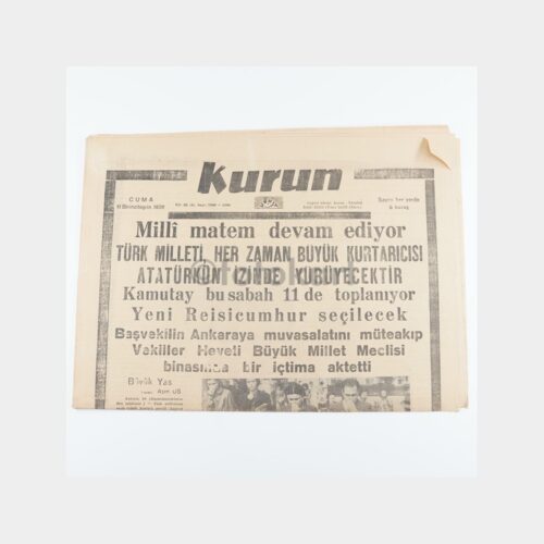 Atatürk'ün Ölümü - Kurun Gazetesi Orijinal Nüsha, 11 Kasım 1938