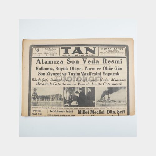 Atatürk'ün Ölümü - Tan Gazetesi Orijinal Nüsha, 15 Kasım 1938