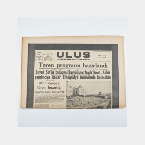 Atatürk'ün Ölümü - Ulus Gazetesi Orijinal Nüsha, 14 Kasım 1938