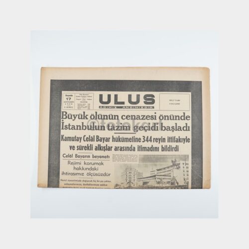 Atatürk'ün Ölümü - Ulus Gazetesi Orijinal Nüsha, 17 Kasım 1938