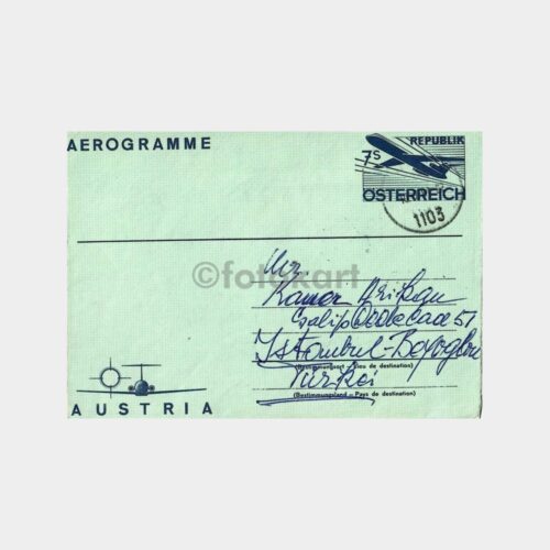 Avusturya Uçak Aerogramme Damgalı Zarf