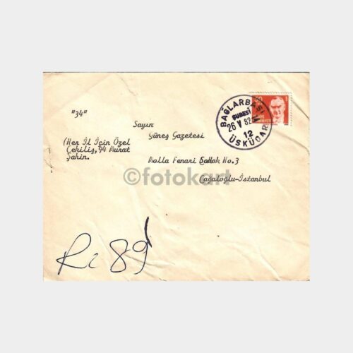 1982 Bağlarbaşı Posta Damgalı Zarf