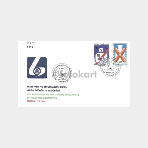 1990 Basın Yayın Enformasyon Müd 70 Yıl PTT FDC-İlk Gün Zarfı