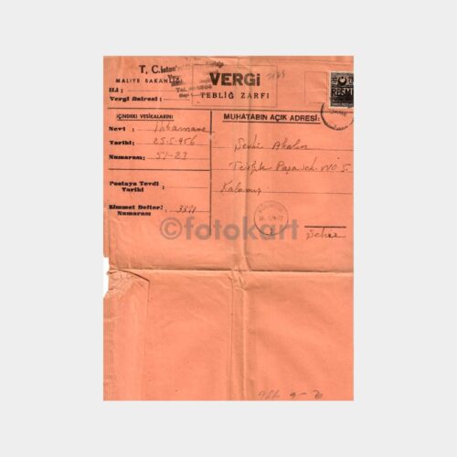 1956 Beşiktaş Vergi Tebliğ Zarfı