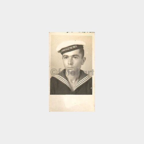1939 Çanakkale Kasketli Denizci Er Fotoğraf