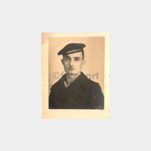 1939 Çanakkale Kasketli Denizci Er Fotoğraf