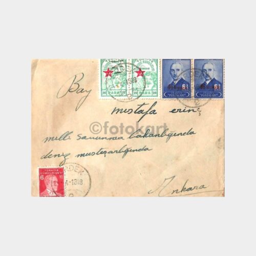 1948 Çocuk Esirgeme-İnönü Pullu Erdek Damgalı Zarf