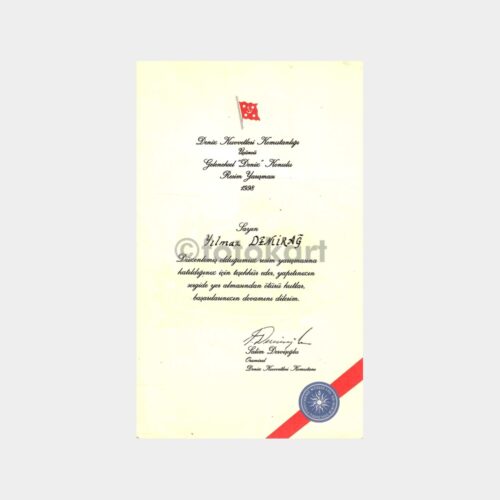 1998 Deniz Kuvvetleri Komutanlığı Sergi Teşekkür Belgesi