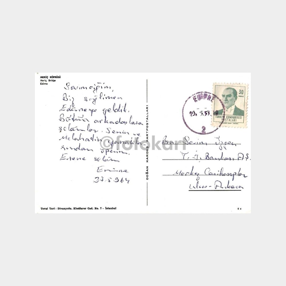 Edirne Meriç Köprüsü Kartpostal - Görsel 2
