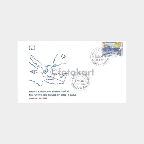 1991 Emos-1 Kablosu PTT FDC-İlk Gün Zarfı