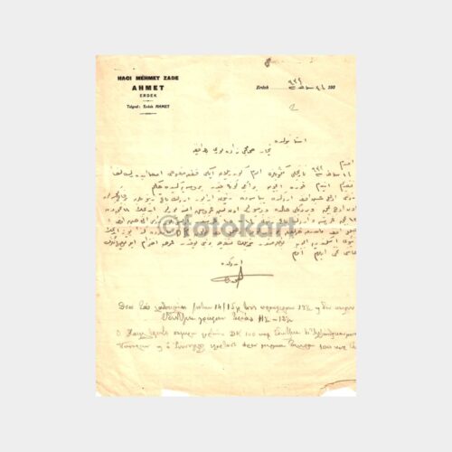 1934 Erdek - Hacı Mehmet Zade Antetli Mektup