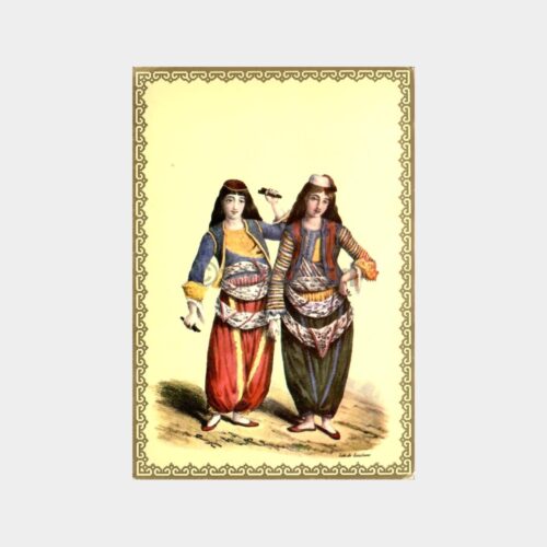 Folklorik Giysili Kadınlar Tablo Tebrik Kart
