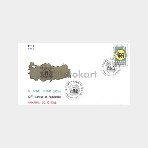 1985 Genel Nüfus Sayımı PTT FDC-İlk Gün Zarfı