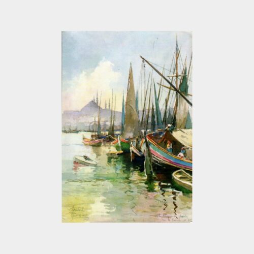 Haliçte Balıkçı Tekneleri Tablo Kartpostal