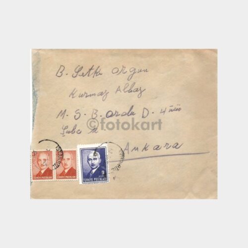 1949 İnönü Pullu İstanbul Posta Damgalı Zarf