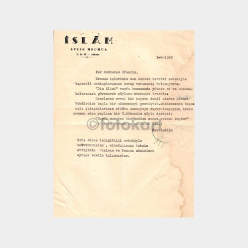 1960 İslam Aylık Mecmua Yazısı