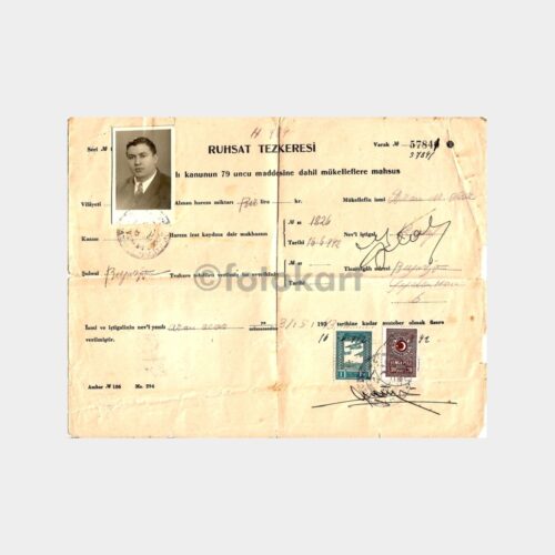 1943 İstanbul Beyazıt İşyeri Ruhsat Tezkeresi