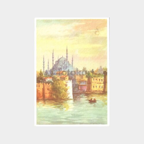 İstanbul Cami, Surlar ve Sandal Tablo Tebrik Kartı