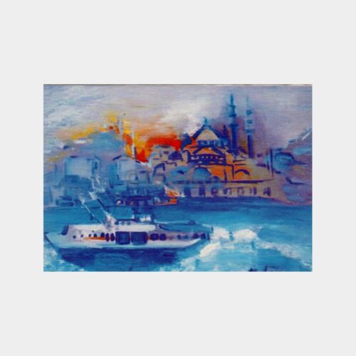 İstanbul Deniz Otobüsü ve Cami Tablo Tebrik Kartı