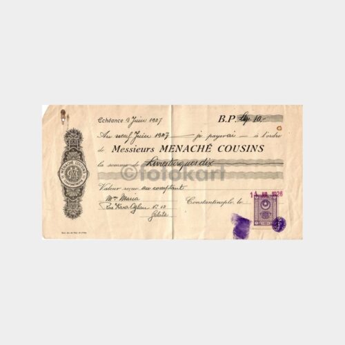 1926 İstanbul Menache Cousins Borç Senedi