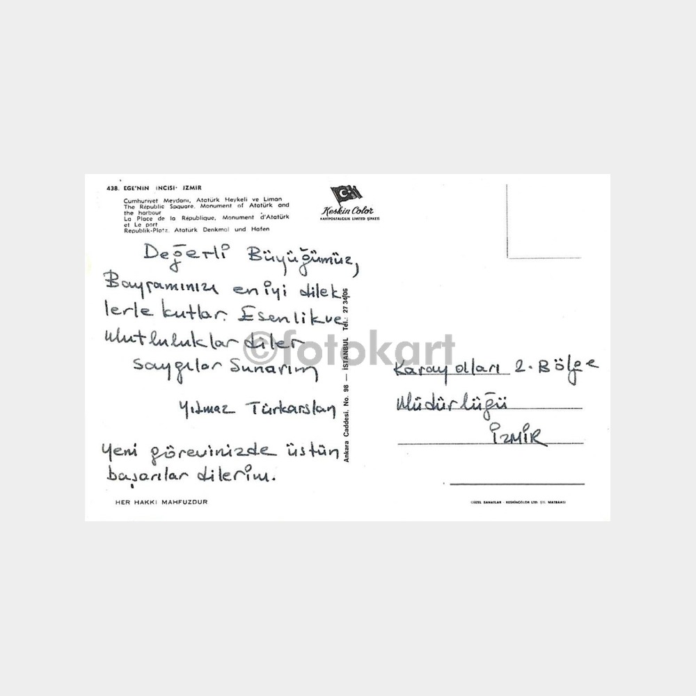 İzmir Cumhuriyet Meydanı Kartpostal - Görsel 2
