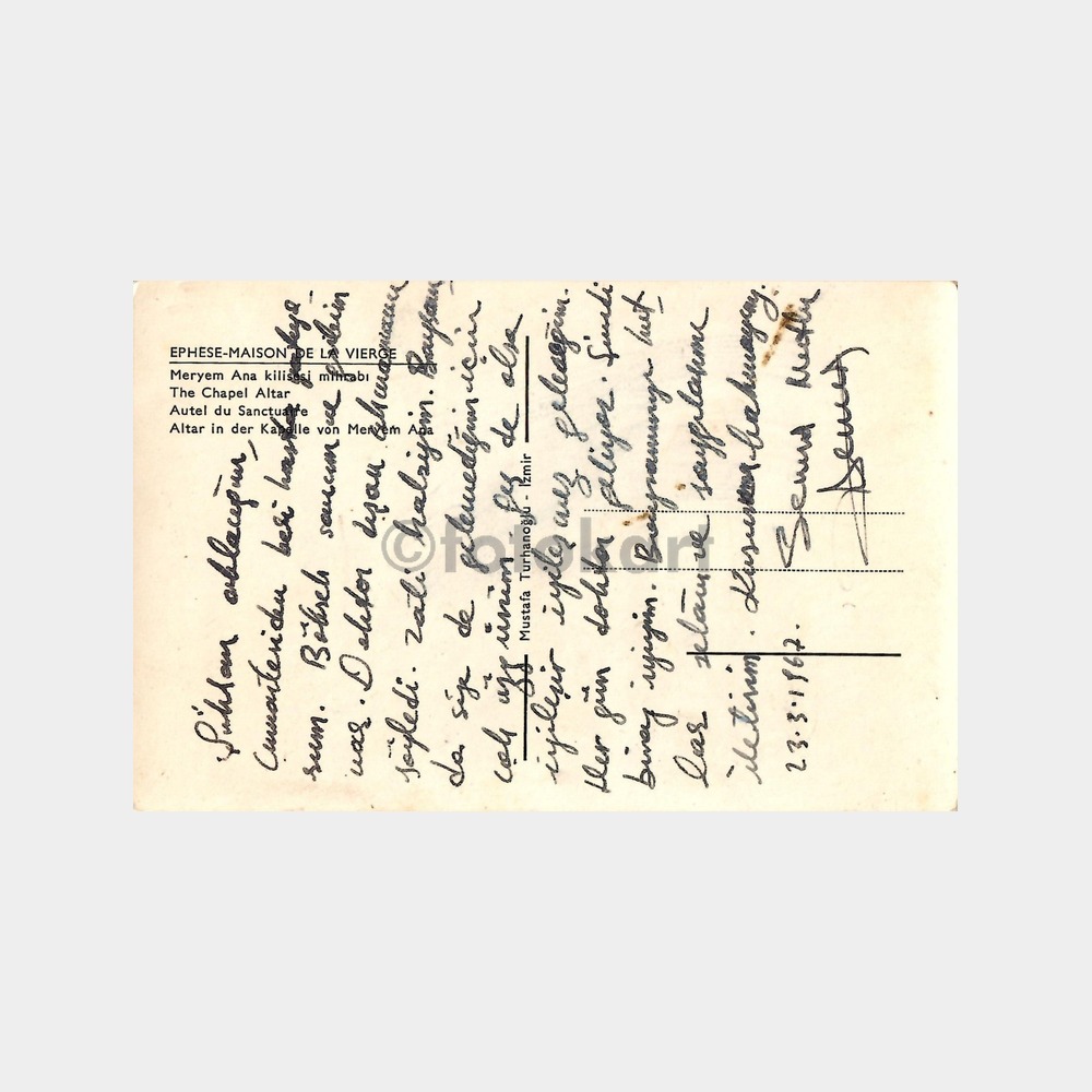1967 İzmir Efes Meryemana Kilisesi Mihrabı Kartpostal - Görsel 2